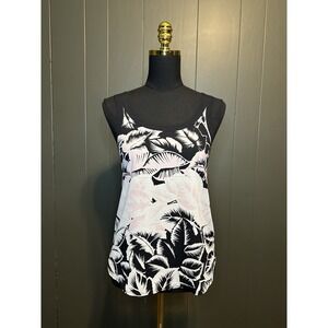 Express Pink Black‎ White Tropical Print Tank Top XS Extra Small